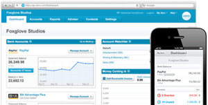 Computer and smartphone screens showing dashboard for Xero accounting software