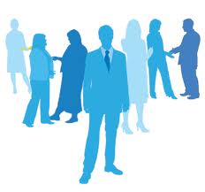 Business people as blue silhouettes